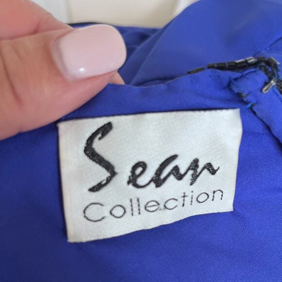 VTG 90s Y2K Whimsigoth Fairy Silk Beaded Maxi Dress Size XS Black Blue Sheer - Picture 10 of 16